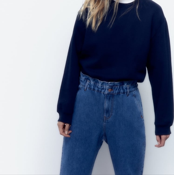 ZARA Z1975 BAGGY PAPERBAG JEANS - Picture 2 of 11